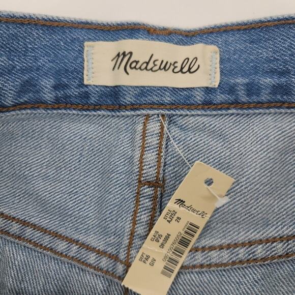Madewell Light Wash Denim Cut Off Raw Hem Cotton The Mom Jean Shorts Size 28 - Picture 3 of 6